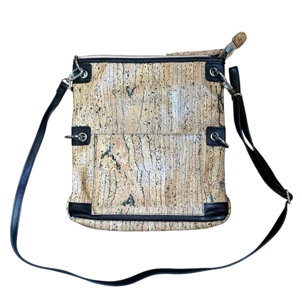 Classic Crossbody Handbag in Beige with Black Trim